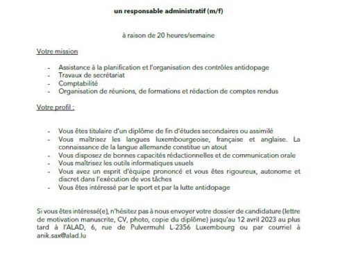 L’ALAD engage un responsable administratif (m/f)